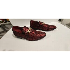 Enzo Red And Black Men Loafers With Gild Chain Size 10 Men’s